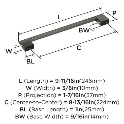Riva Zinc Graphite Cabinet Pull 16