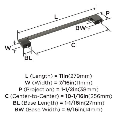 Riva Zinc Graphite Cabinet Pull 17