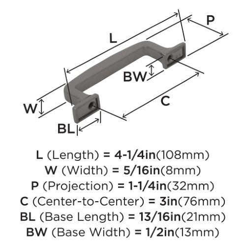 Westerly Zinc Graphite Cabinet Pull 9