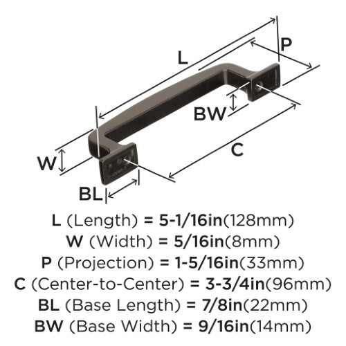 Westerly Zinc Graphite Cabinet Pull 12