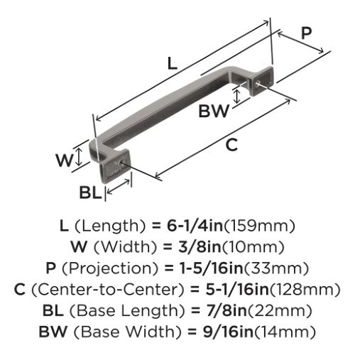 Westerly Zinc Graphite Cabinet Pull 10