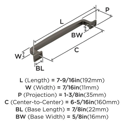 Westerly Zinc Graphite Cabinet Pull 11