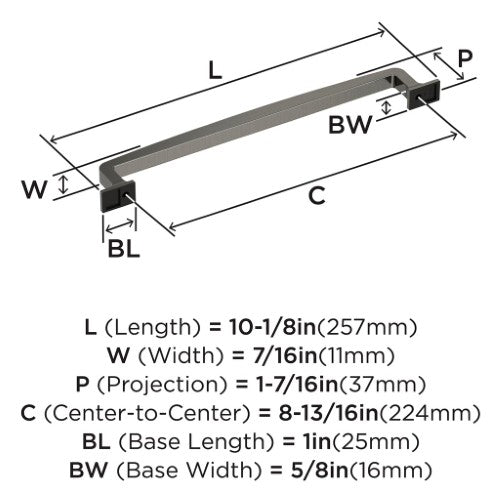 Westerly Zinc Graphite Cabinet Pull 14