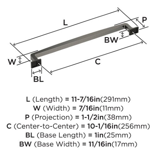 Westerly Zinc Graphite Cabinet Pull 15