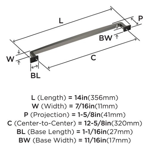 Westerly Zinc Graphite Cabinet Pull 16