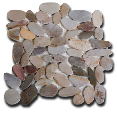 Gray/Silver Flat Polished Pebble Mosaic - 12" x 12"