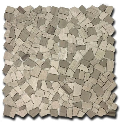 Gray/White Flat Pebble Mosaic - 12" x 12"