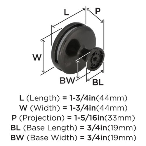 Oberon Zinc & Acrylic Gunmetal / Frosted Acrylic Cabinet Knob 2