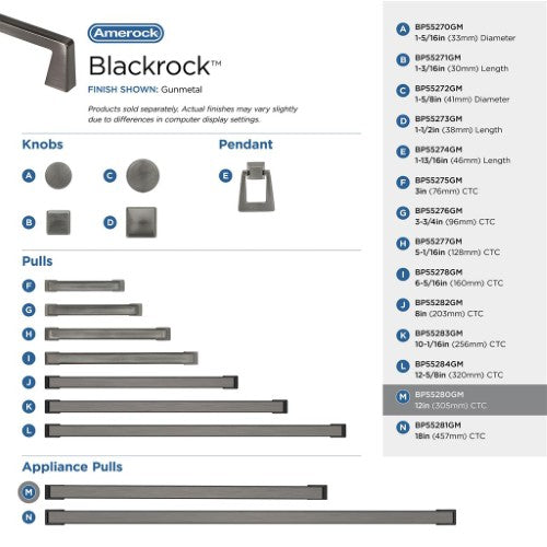 Blackrock Zinc Gunmetal Appliance Pull 10