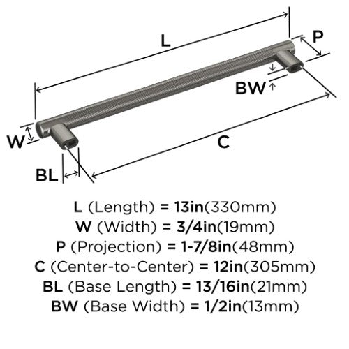 Bronx Zinc & Stainless Steel Gunmetal Appliance Pull 4
