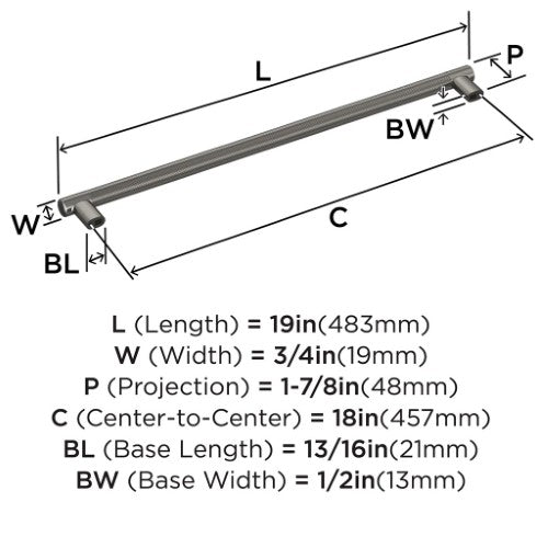 Bronx Zinc & Stainless Steel Gunmetal Appliance Pull 5