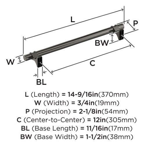Davenport Zinc Gunmetal Appliance Pull 3