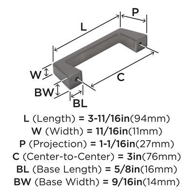 Blackrock Zinc Gunmetal Cabinet Pull 12