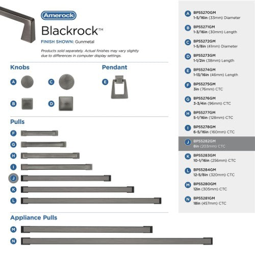 Blackrock Zinc Gunmetal Cabinet Pull 37