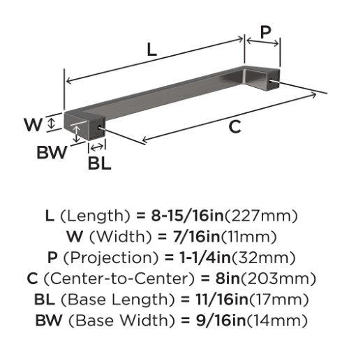 Blackrock Zinc Gunmetal Cabinet Pull 15