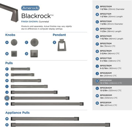 Blackrock Zinc Gunmetal Cabinet Pull 35