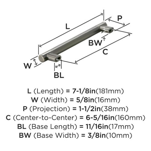 Bronx Zinc & Stainless Steel Gunmetal Cabinet Pull 11