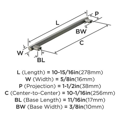 Bronx Zinc & Stainless Steel Gunmetal Cabinet Pull 7