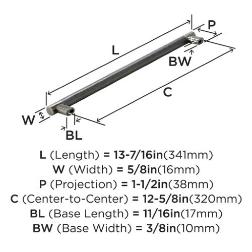 Bronx Zinc & Stainless Steel Gunmetal Cabinet Pull 8