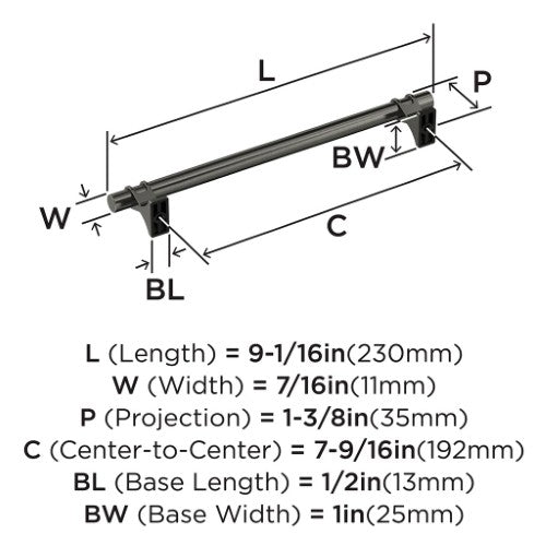 Davenport Zinc Gunmetal Cabinet Pull 16