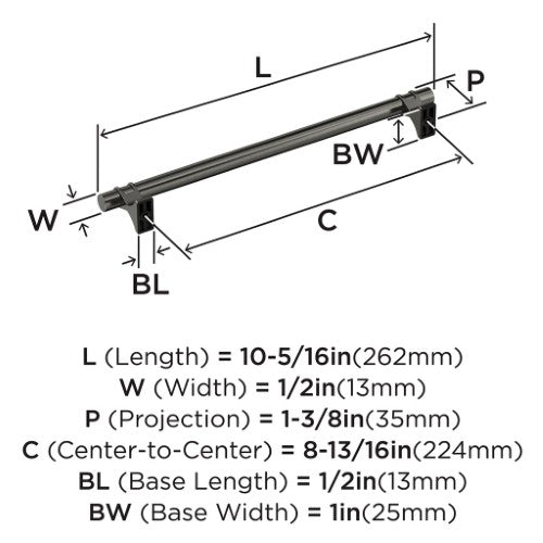 Davenport Zinc Gunmetal Cabinet Pull 13