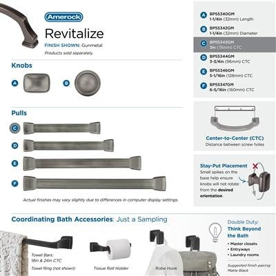Revitalize Zinc Gunmetal Cabinet Pull 5