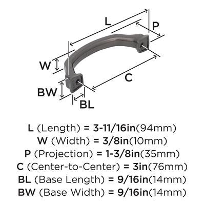 Revitalize Zinc Gunmetal Cabinet Pull 2