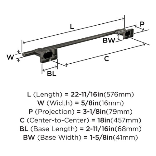 Bronx Zinc & Stainless Steel Gunmetal Towel Bar 5