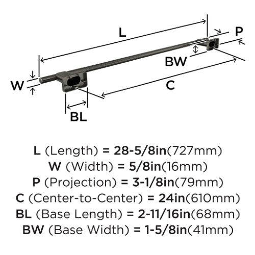 Bronx Zinc & Stainless Steel Gunmetal Towel Bar 6