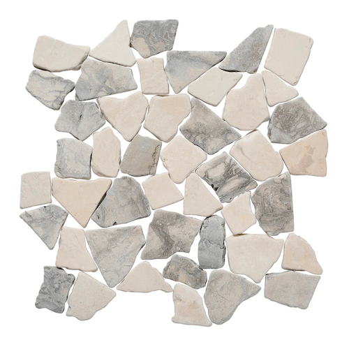 Island Stone Random Swirl Grey & Beige Marble Tumbled Marble Mosaic ...