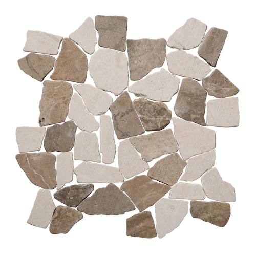 Island Stone Random Beige & Tan Marble Tumbled Marble Mosaic — Stone ...