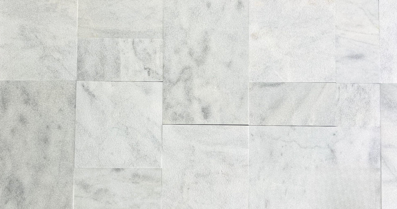 Ice White Marble Paver Versailles Pattern - Sandblasted & Brushed