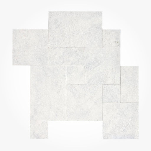 Ice White Sandblasted & Brushed Marble Paver Versailles Pattern
