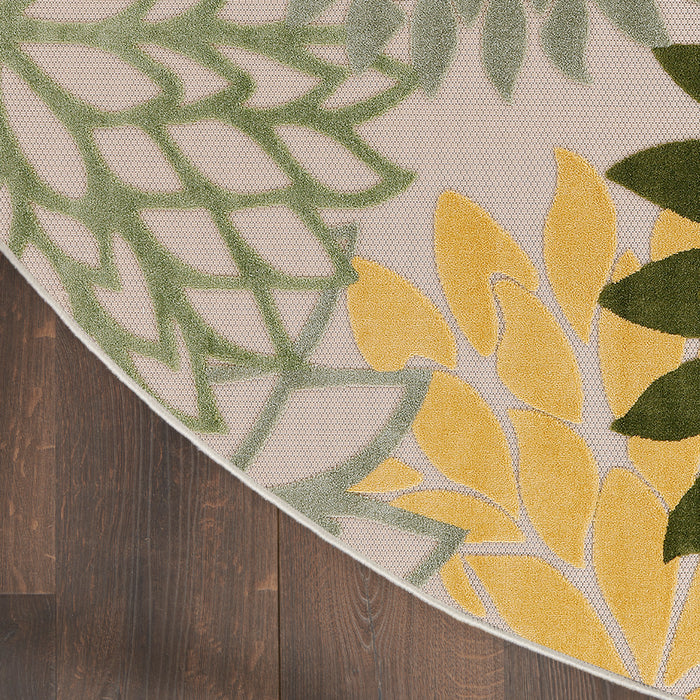 Aloha ALH05 Green Multicolor Polypropylene Tropical Area Rug - 8 Ft x Round