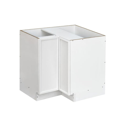 Shady White Wood Corner Lazy Susan Base Cabinet 1