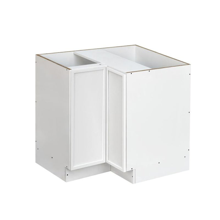 Shady White Wood Corner Lazy Susan Base Cabinet 1