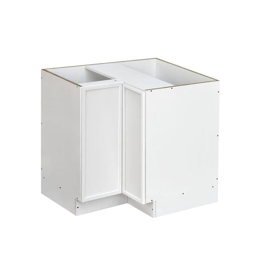 Shady White Wood Corner Lazy Susan Base Cabinet 1