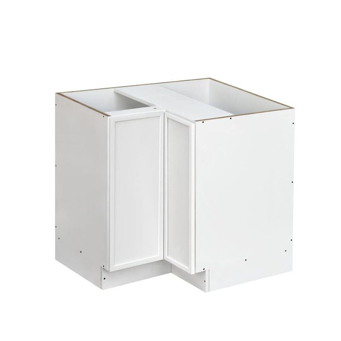 Shady White Wood Corner Lazy Susan Base Cabinet 1
