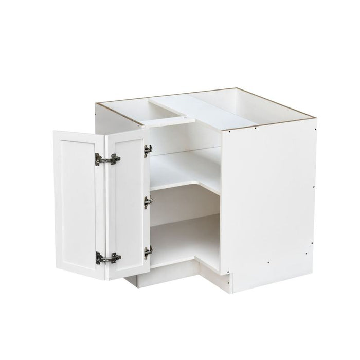 Shady White Wood Corner Lazy Susan Base Cabinet 2
