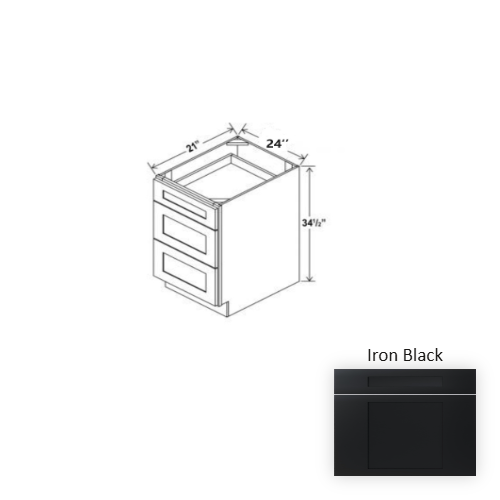 Slim Shaker Style Wood Iron Black Vanity Drawer Base Iron Black 1