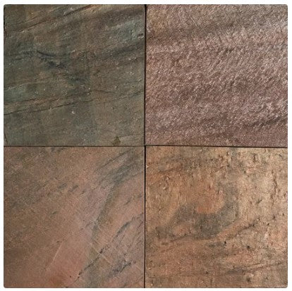 Indian Copper Natural Cleft Face, Gauged Back Slate Tile - 12" x 12"