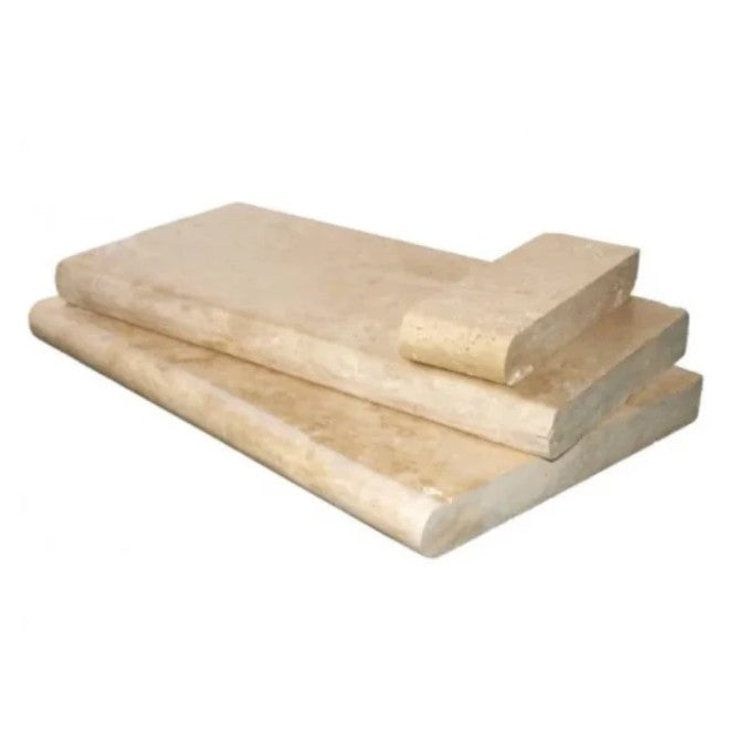 Ivory Travertine Bullnose Coping Tumbled 1