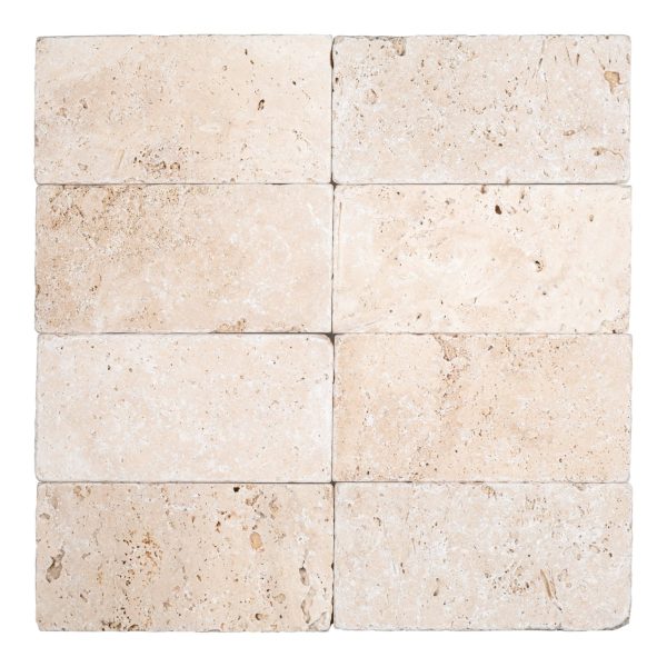 Ivory Cross Cut Travertine Tile - Tumbled 1
