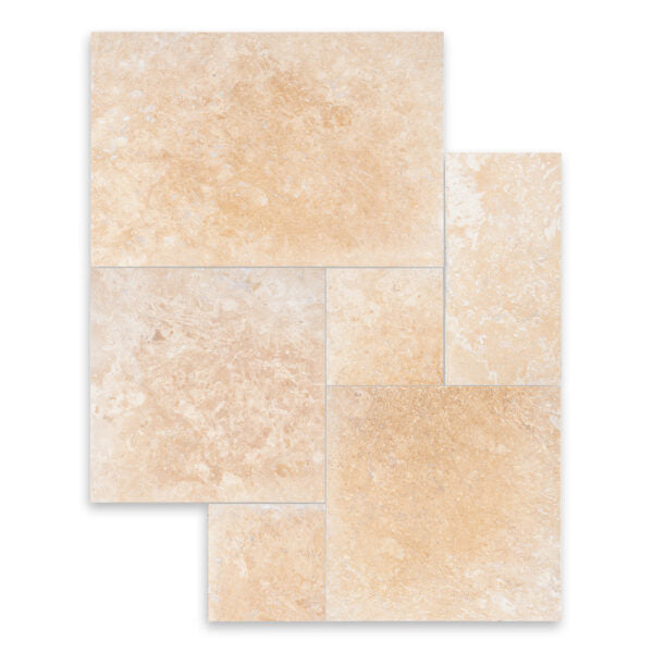 Ivory Cross Cut Travertine Versailles Pattern - Filled & Honed 1
