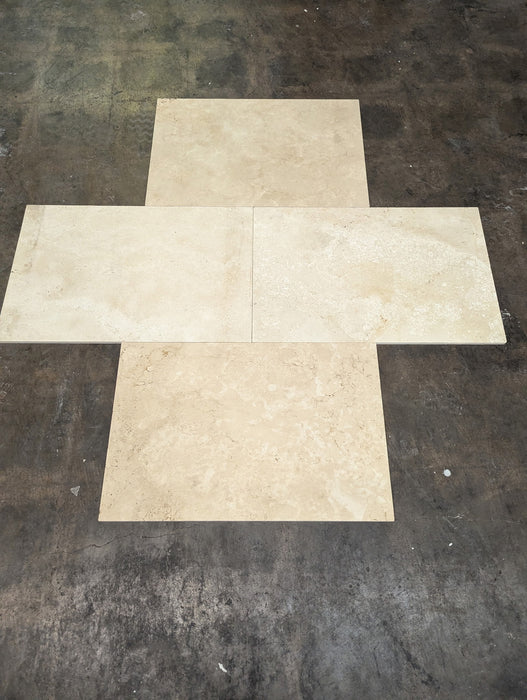 Ivory Cross Cut Unfilled & Brushed Travertine Tile - 18" x 36"