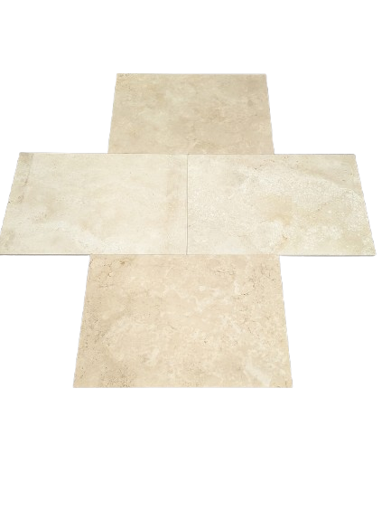 Ivory Cross Cut Unfilled & Brushed Travertine Tile - 18" x 36" x 1/2"