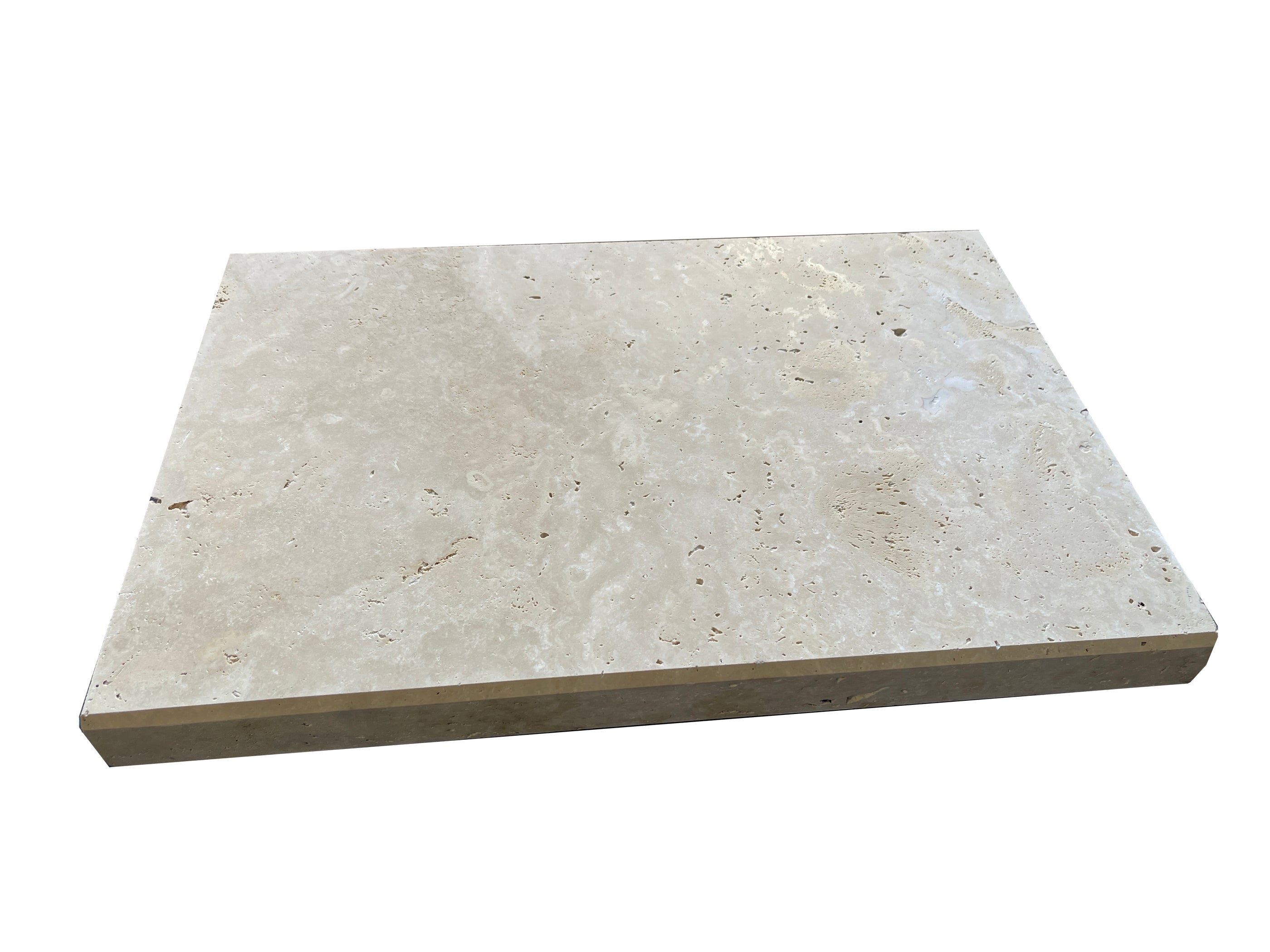 Ivory Cross Cut Honed Travertine Modern Edge Pool Coping — Stone & Tile ...