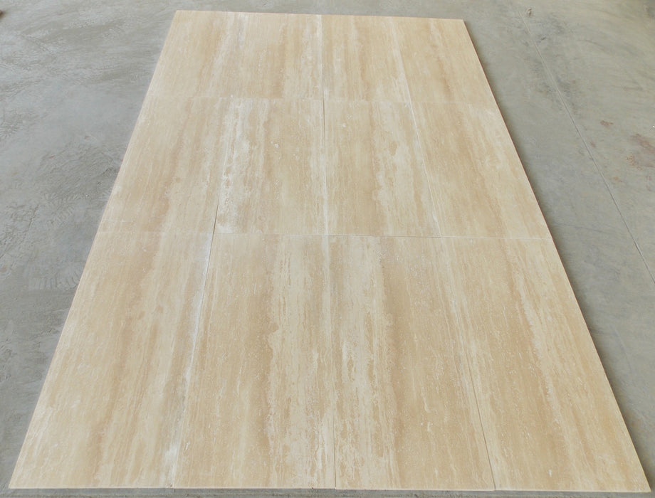 Ivory Spazzolato Travertine Tile - 12" x 24" Filled & Honed