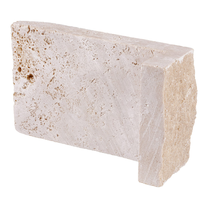 Ivory Split Face Travertine Veneer Corner - 4" x 7.5"