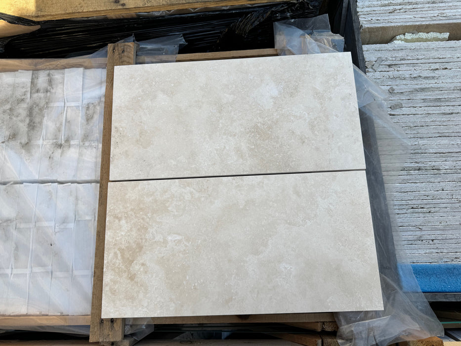 Ivory Cross Cut Travertine Tile Filled & Honed 1